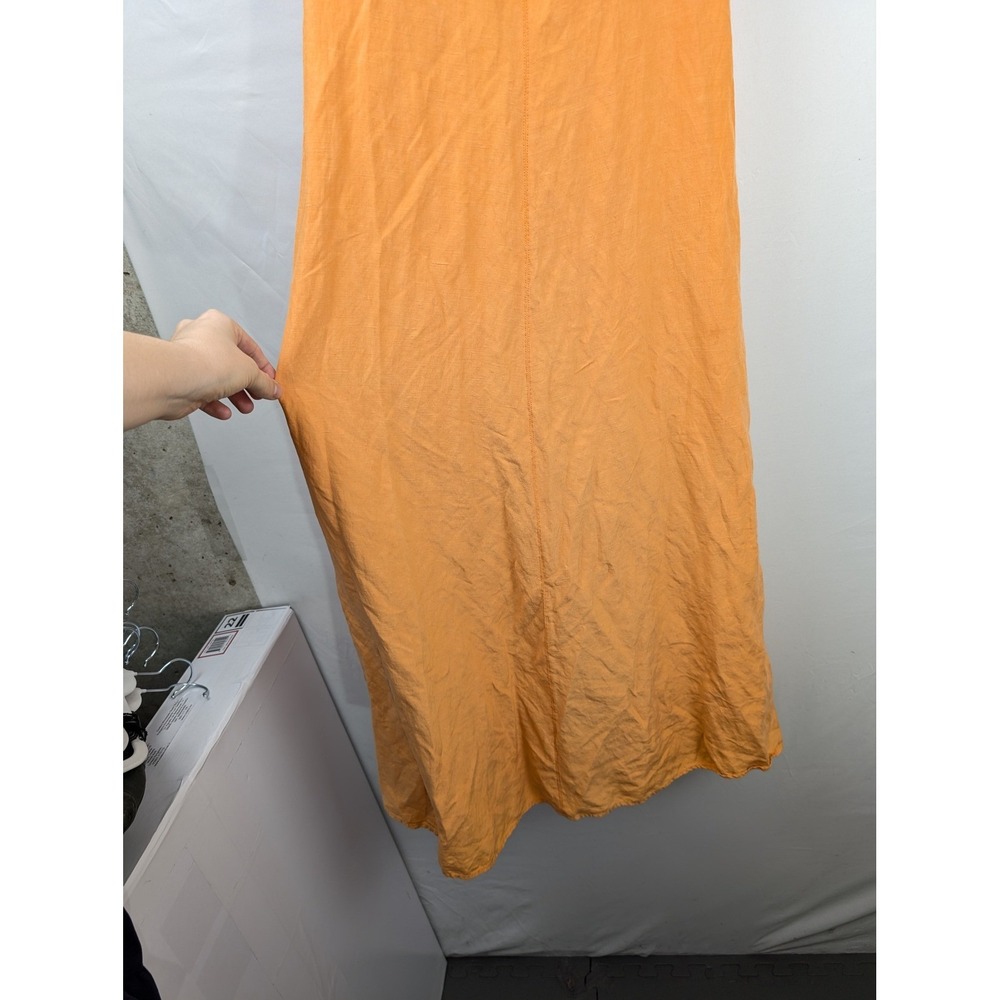 Vtg Y2K Silk Linen‎ Sleeveless Maxi Dress Sz 12 Orange Cottagecore Euro Coastal - Picture 4 of 9